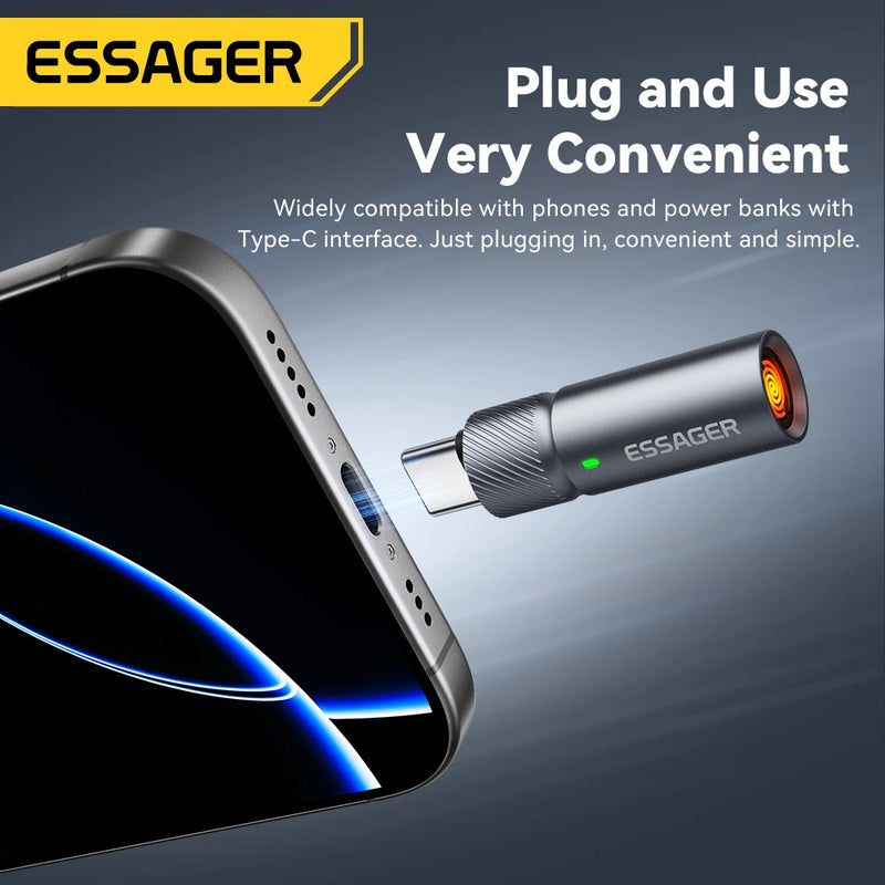 ភ្លើងបារី Essager TypeC Mini ធ្វើពីលួសទុងស្ទីន សុវត្ថិភាព និងសន្សំសំចៃថាមពល ដោយមិនចាំបាច់សាកថ្ម អាចយកតាមខ្លួនលើយន្តហោះបាន