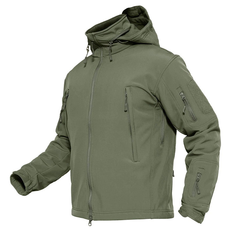 TACVASEN Men's Tactical Softshell Jacket Fleece-Lined Waterproof Hooded Winter Windbreaker with Pockets for Outdoor Hiking