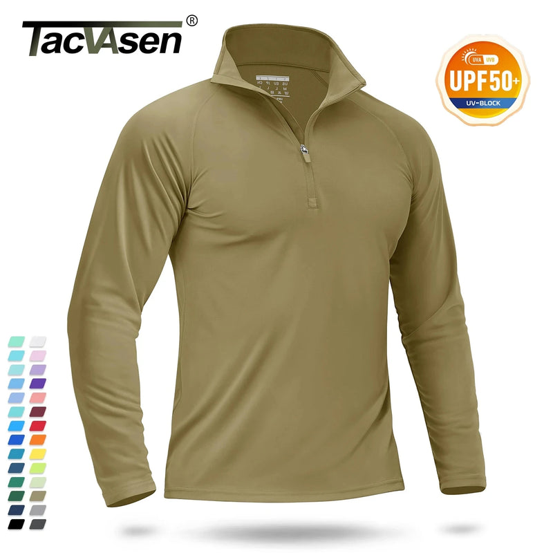 TACVASEN Mens UPF50+ UV Protection T-Shirt Lightweight Long Sleeve Quick Dry Fishing Shirt Outdoor Hiking Workout Rash Guards