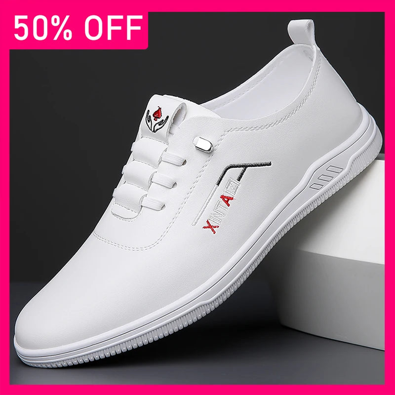Men Sports Shoes High-quality Leather Wear-resistant Daily Commuting Casual Shoes Breathable Comfort Soft Soled Walking Shoes