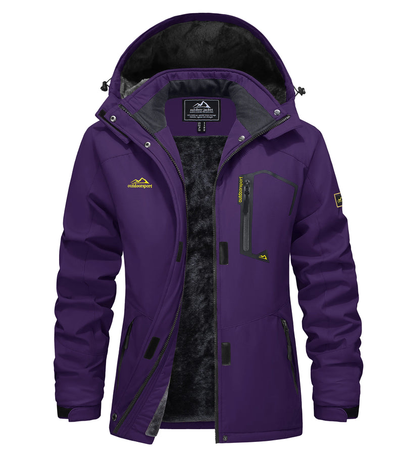 TACVASEN Women Winter Waterproof Ski Parka Jacket Thermal Fleece Windproof Casual Work Jacket Padded Snow Down Coat With Pockets