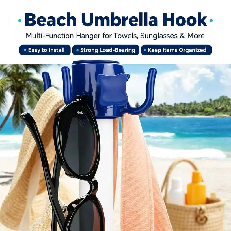 Beach Umbrella Hanging Hook, 4-prongs Plastic Umbrella Hook Hanging For Towels/Hats/Clothes/Camera/Sunglasses/Bags-Accessories