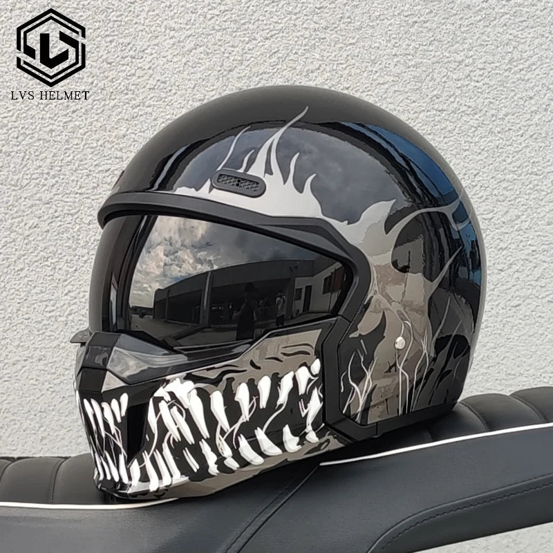 DOT approves adult retro motorcycle helmet modular detachable combination full helmet detachable semi covered pilot helmet
