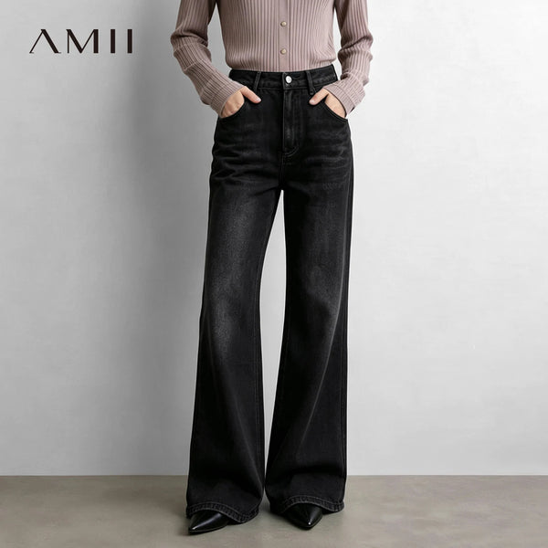 ខោខូវប៊យ Amii Vintage ចង្កេះខ្ពស់សម្រាប់ស្ត្រី ខោខូវប៊យស្ដើង 100% កប្បាស រដូវស្លឹកឈើជ្រុះឆ្នាំ 2026 ខោរលុងធម្មតា 12643041