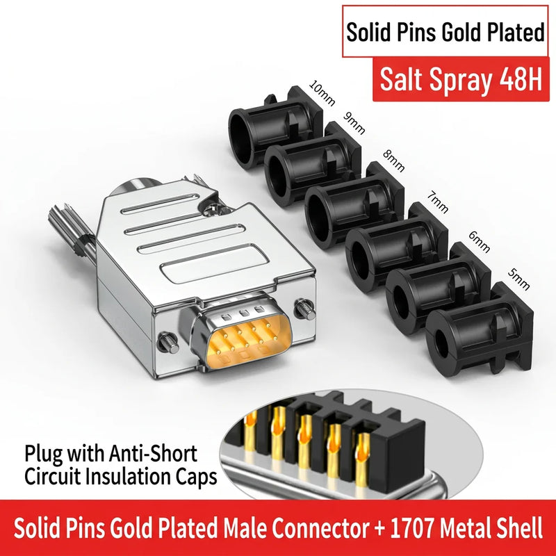 DIVEDEER Industrial DB9 Male & Female Connectors 9-Pin RS232/485 Serial Port COM Adapter Plug