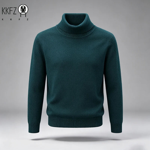 New Arrival Mens Turtleneck Knit Sweater Thick Soft Fine Knit Material Slim Cut Long Sleeve Autumn Winter Outer Tops