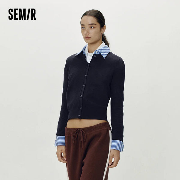 អាវកាឌីហ្គែនសម្រាប់នារី Semir កអាវប៉ាក់ពីរដុំ ស្មាធម្មតា រចនាប័ទ្មធ្វើដំណើរ អាវប៉ាក់ខ្លី ស្លៀកប្រចាំថ្ងៃ 2026
