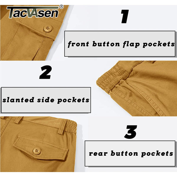 TACVASEN Summer Breathable Cotton Cargo Shorts Mens Casual Multi-pockets Twill Work Shorts Hiking Camping Short Pants Outdoor