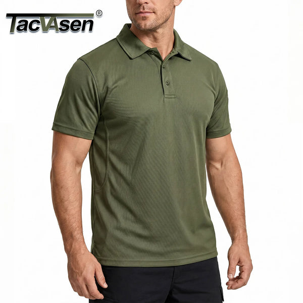 TACVASEN Summer Polo Tee Shirts Men's Short Sleeve Quick Dry T-shirt Breathable Work Shirt Fishing Hiking Golf Polos Top Man