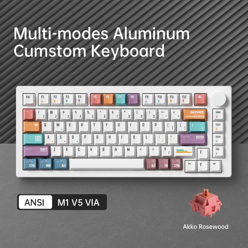 Akko MonsGeek M1 V5 Tri-mode Mechanical Keyboard VIA 75% ANSI/ISO 3/5 Pins Customized Hot-swappable RGB Rapid Disassemble Gasket