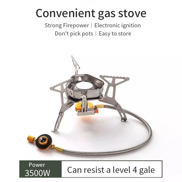 3500W Portable Folding Outdoor Backpacking Stove Camping Mini Gas Stove Tourist Equipment For Cooking Hiking Picnic