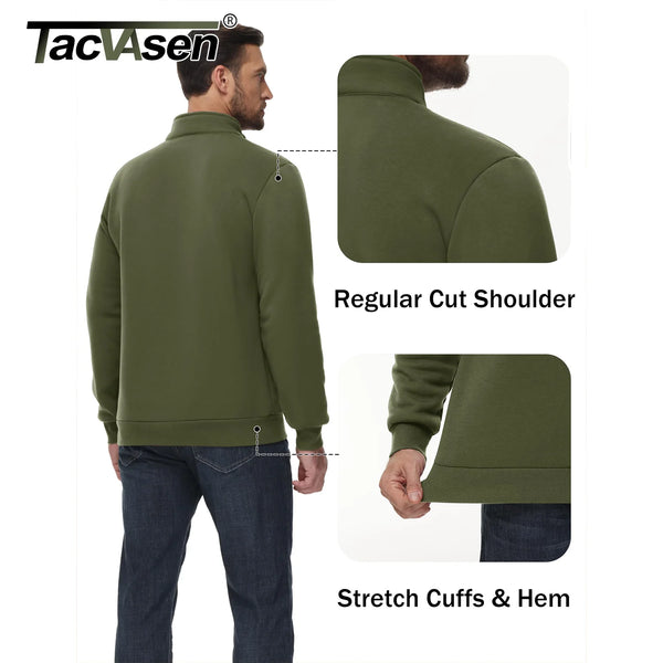 TACVASEN Mens Turtleneck Fleece Sweatshirts Casual Quarter Zip Sherpa Lined Sweatshirt Running Sports Hoodie Pullovers Tops Male