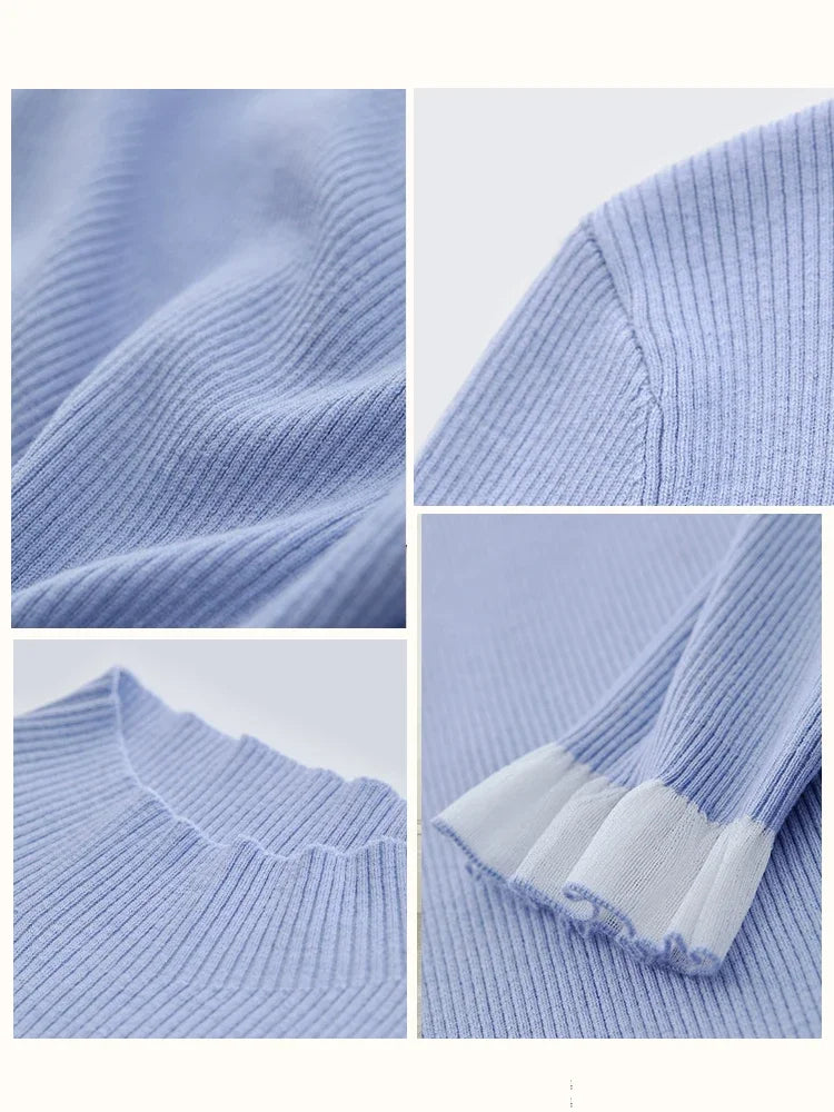អាវយឺត AMII Minimalism Mock Neck សម្រាប់ស្ត្រី រដូវស្លឹកឈើជ្រុះឆ្នាំ ២០២៤ ថ្មី ស្លីមហ្វីត អាវប៉ាក់ដៃវែង អាវរោមចៀមសម្រាប់ស្ត្រី 12443251