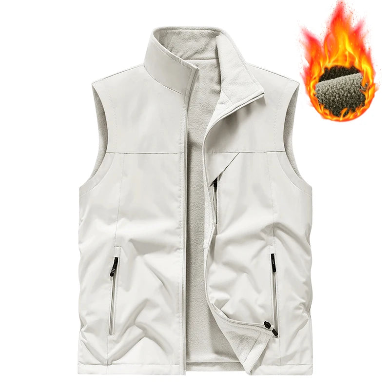 2026 New Autumn Winter Warm thickened fleece double-sided  slim fit vest Men's Vest Jacket  Outerwear Casual Style Daily