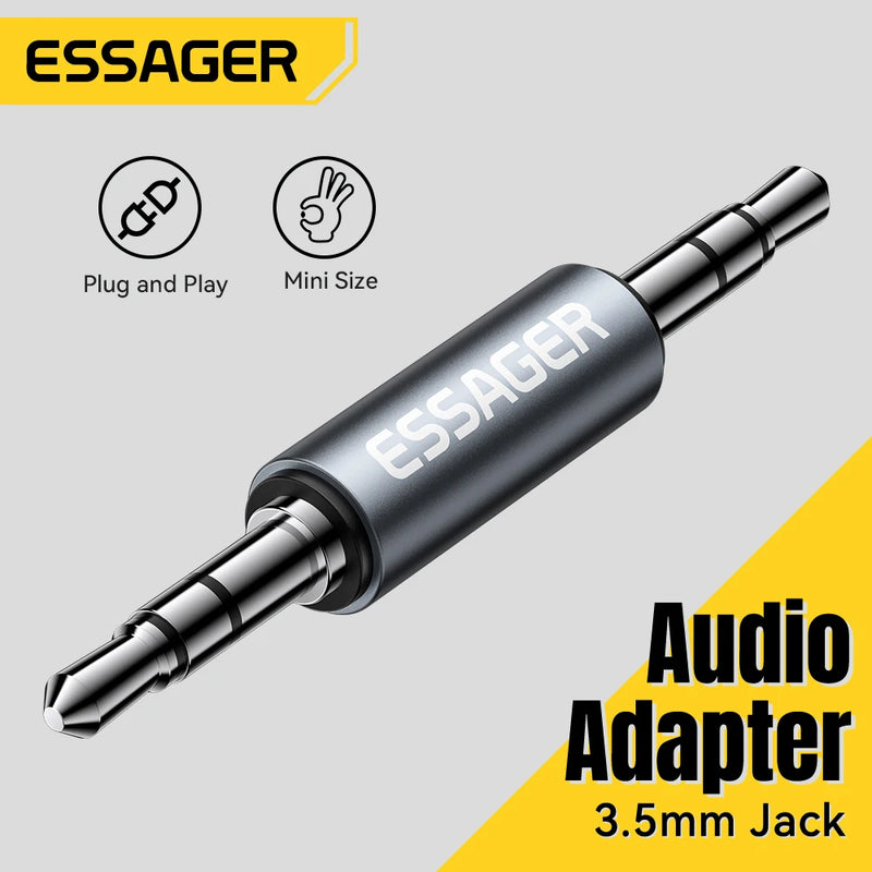 ឧបករណ៍ភ្ជាប់អូឌីយ៉ូ Essager 3.5mm បុរសទៅបុរស Jack សម្រាប់ទូរស័ព្ទចល័តកាសស្តាប់ត្រចៀករថយន្ត MP3 ឧបករណ៍បំពងសម្លេងកុំព្យូទ័រយួរដៃថេប្លេត Jack ស្តេរ៉េអូ