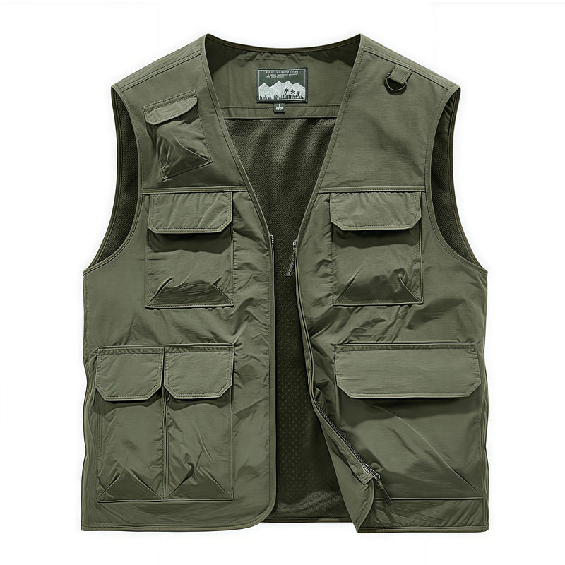Men's waistcoat outdoor  quick-drying V-neck lightweight fishing vest Large Size Casual photography jacket  multi-pocket vest