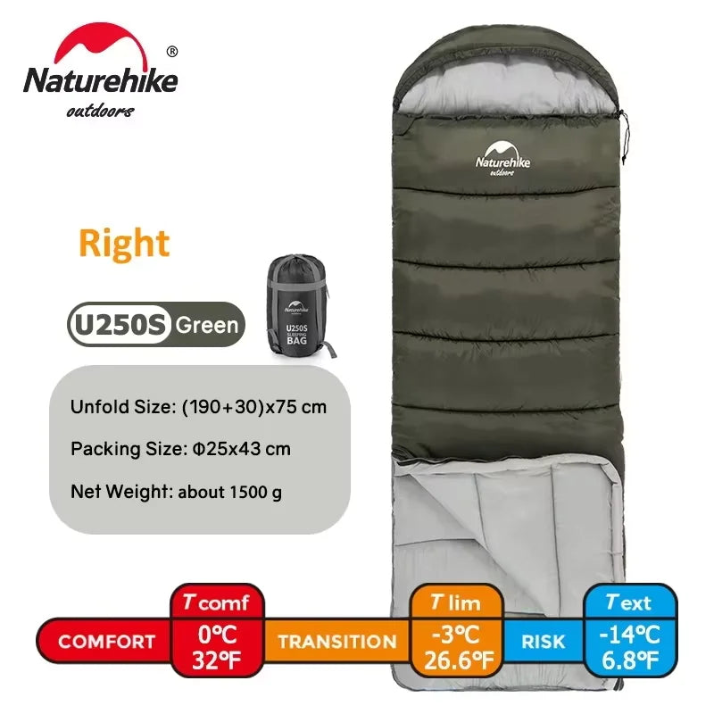 Naturehike Envelope Type Sleeping Bag Ultralight Waterproof 4 Seasons Warm Camping Sleeping Bag for Outdoor Hiking Backpacking