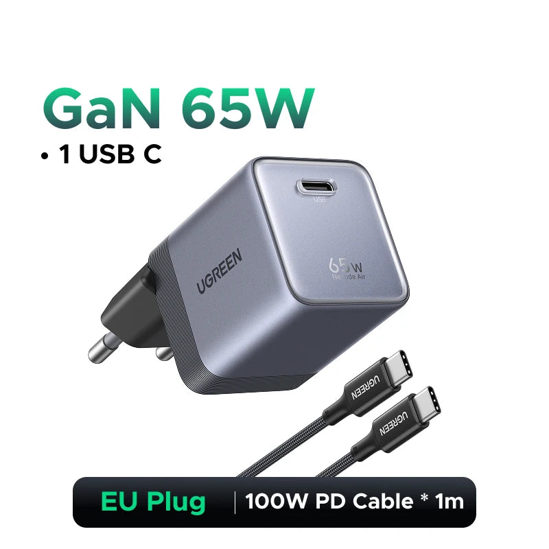 【Ultra Mini】UGREEN Nexode Air 65W GaN Charger PD3.0 QC4.0 PPS For Macbook Pro Laptop iPhone 18 17 Samsung S26 Ultra iPad Tablet