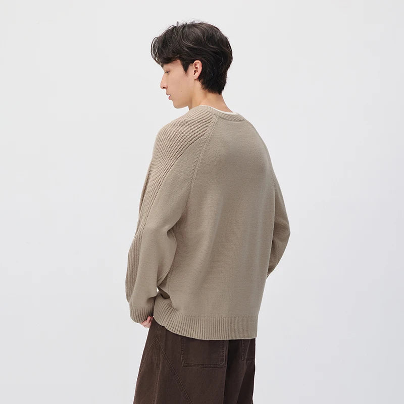 Semir Men Knit Sweater Layered Look Crew Neck Panel Design Raglan Sleeve 2026 New Winter Daily Wear Urban Casual Style