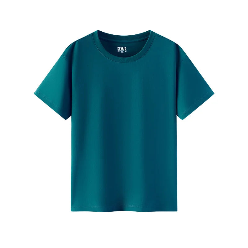 Semir Women Tshirt Solid Color Slim Fit Crew Neck Short Sleeve Summer 2026 Versatile Casual Everyday Fashion Top
