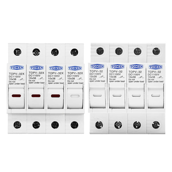 TOMZN 1P 2P 3P 4P 1100V DC Fuse Holder 10*38mm High Voltage PV TOPV-32X Base Photovoltaic System Protection Protector GPV NEW