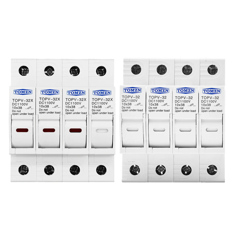 TOMZN 1P 2P 3P 4P 1100V DC Fuse Holder 10*38mm High Voltage PV TOPV-32X Base Photovoltaic System Protection Protector GPV NEW