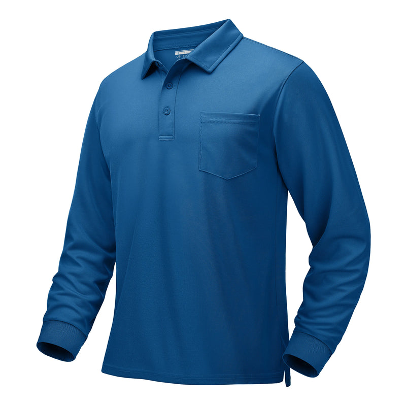 TACVASEN Mens Work Polo Shirts Chest Pocket Casual Polo Shirt Lightweight Breathable Performance Outdoor Golf Polo Tee Tops