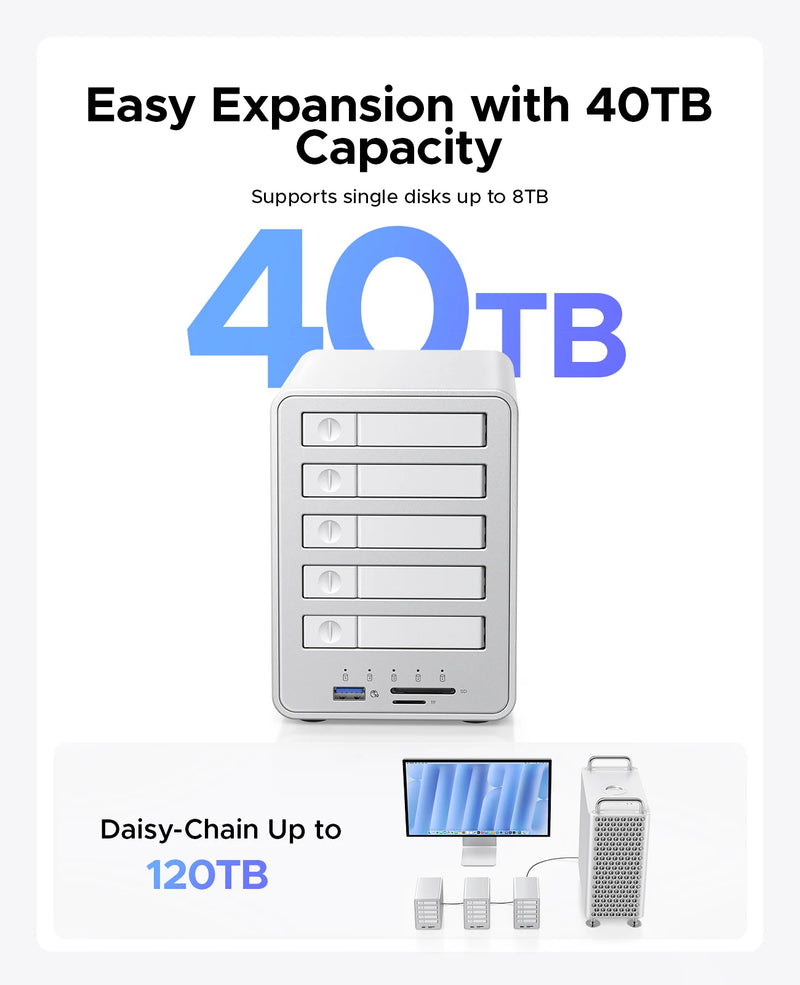 ORICO 2.5" M.2 NGFF SSD 10Gbps All-flash Disk Enclosure With Cooling Fan Multi-raid DAS Solution for Photographer Video Editor