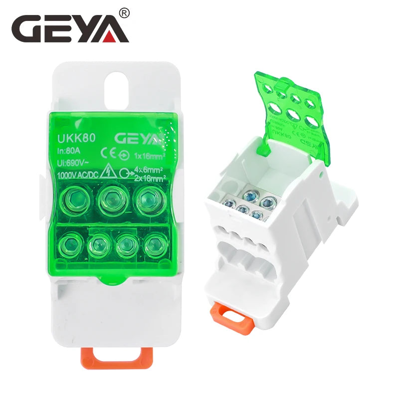 GEYA UKK-80A Single-Stage Splitter Box Wire Connector High-Current Household Into A Multi-Outlet Terminal Block Din Rail