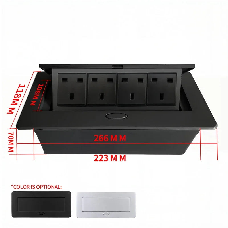 Multifunctional Slow-Rise Pop-Up Socket with UK USB/HDMI - Aluminum Alloy Embedded Conference Desk Socket
