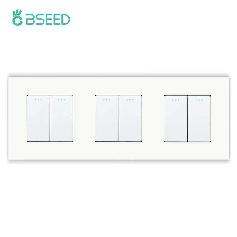 BSEED Mechanical Button Switch 1/2/3Gang 1Way Plus Wall Socket Power Outlets Plastic Panel Wall Light Switch On Off