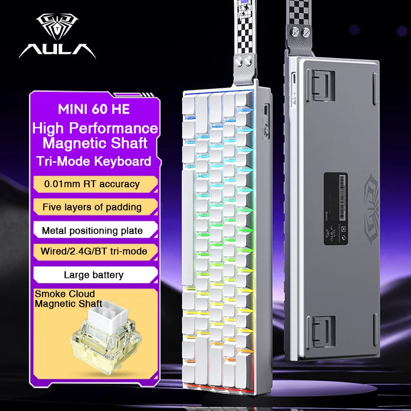 AULA MINI60 HE Magnetic Keyboard Wireless Tri-mode FPS Gaming Rappid Trigger Low Latency Keyboard