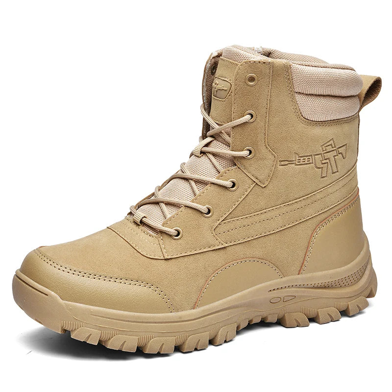 Men's plus size outdoor field training boots four seasons high-top anti-slip comfortable combat boots cross-country hiking boots