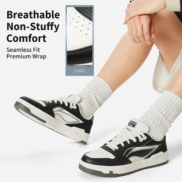 ស្បែកជើងបុរស Li-Ning COMMON 80S Lifestyle ស្បែកជើងកីឡាបែបបុរាណ ងាយស្រួលពាក់ ស្បែកជើងកីឡាបែប LiNing បែបបុរាណ AGCW037