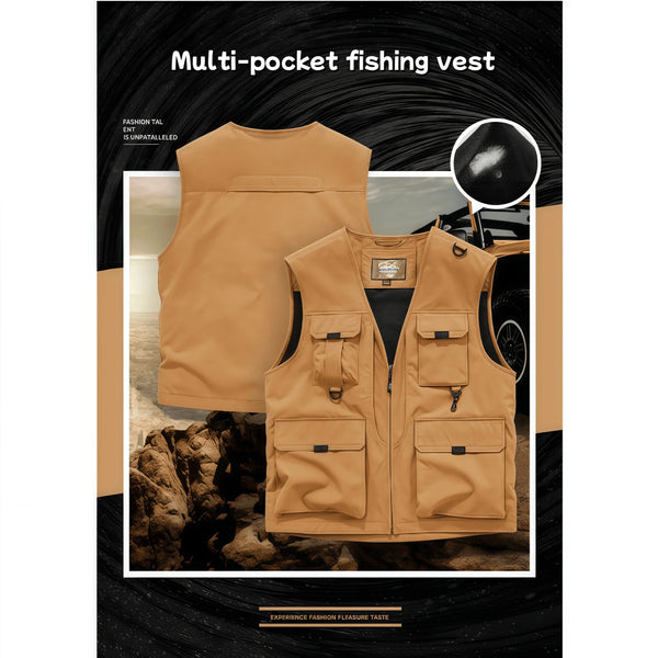 Men's 2025 Autumn Multi-Pocket Breathable Outdoor Casual Sports Sleeveless Jacket Fashion Photographer Design Fishing Vest