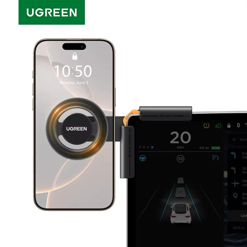 UGREEN Magnetic Phone Holder For Car Touchscreen Tesla Triangular Structure For Magsafe iPhone 16 15 Pro Max Samsung S25 Xiaomi