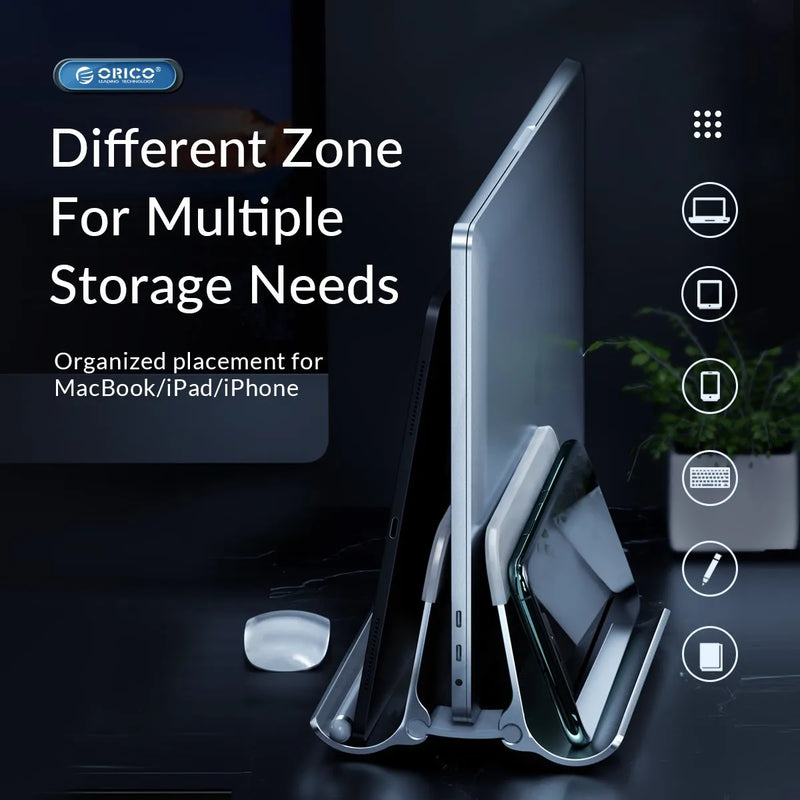 ORICO Vertical Laptop Stand For MacBook Pro Aluminum Portable Notebook Stand Laptop Support MacBook Air Pro Tablet Phone Stand