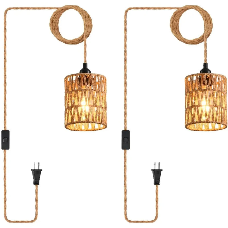Boho Classic Ceiling Chandelier Lamp Rustic Pendant Light Plug in With Wire E27 for Bedside Restaurant Balcony Corridor Indoor