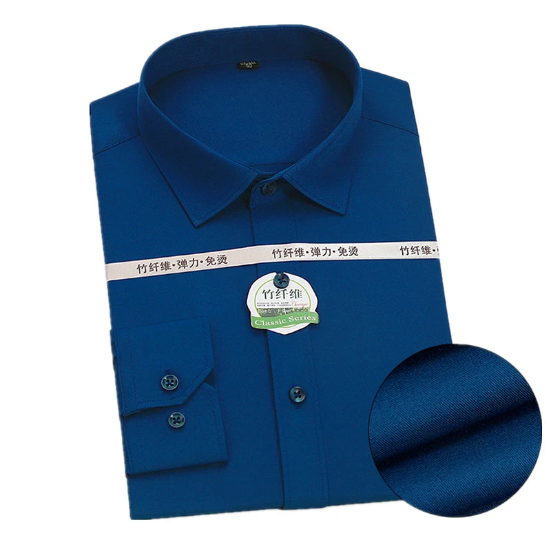 Men's Bright Red Long-sleeved Shirt, Single-breasted Square Collar Shirts Business / Wedding / Party Casual Shirt Blue White 6XL
