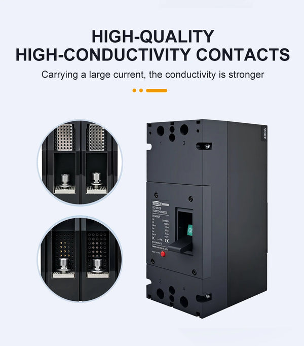 2P DC MCCB Type 1500V 300A/400A High-Current Molded Case Circuit Breaker, Overload Protection Switch for Solar PV System