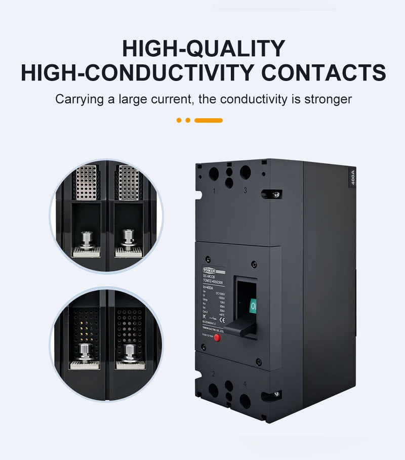 2P DC MCCB Type 1500V 300A/400A High-Current Molded Case Circuit Breaker, Overload Protection Switch for Solar PV System
