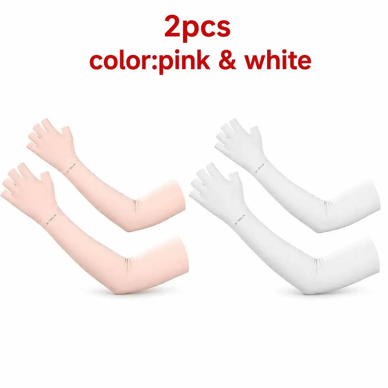 WRELS Anti-UV Cooling ‌Ice Silk Arm Sleeves for Sports Outdoor Sunscreen Arm Protection Gloves Breathable Stretchy Sleeve Cover