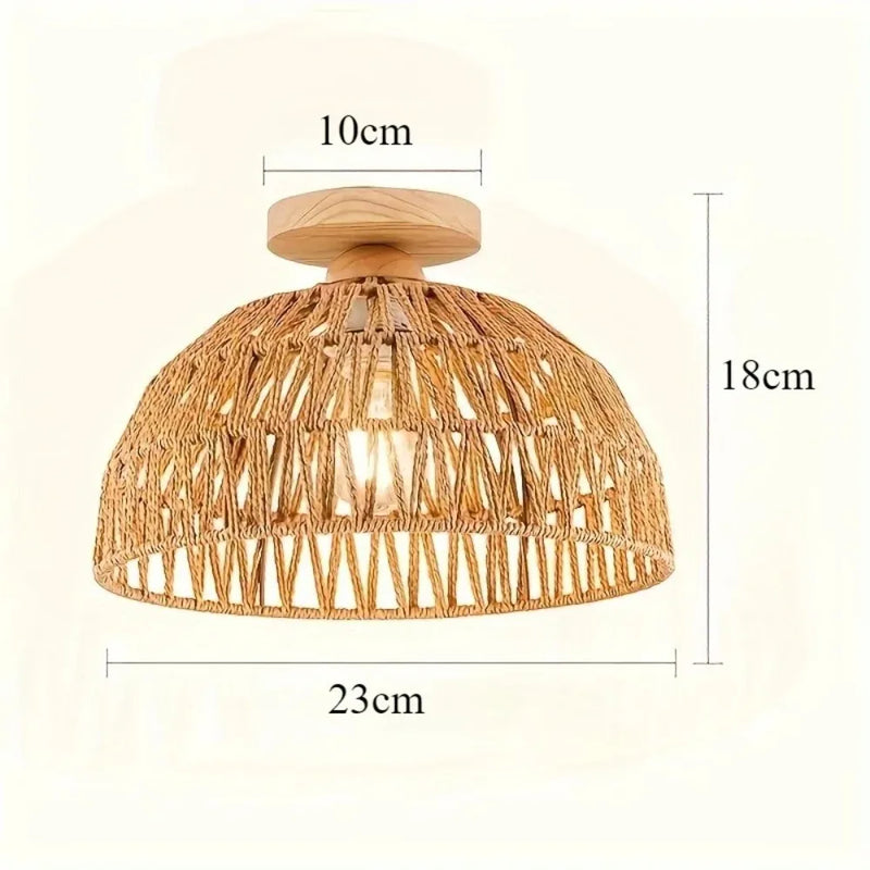 Handmade Wabi-sabi Natural Handmade Wicker Lampshade Ceiling Mount for Island Restaurant Bedroom Living Room - No Bulb Included