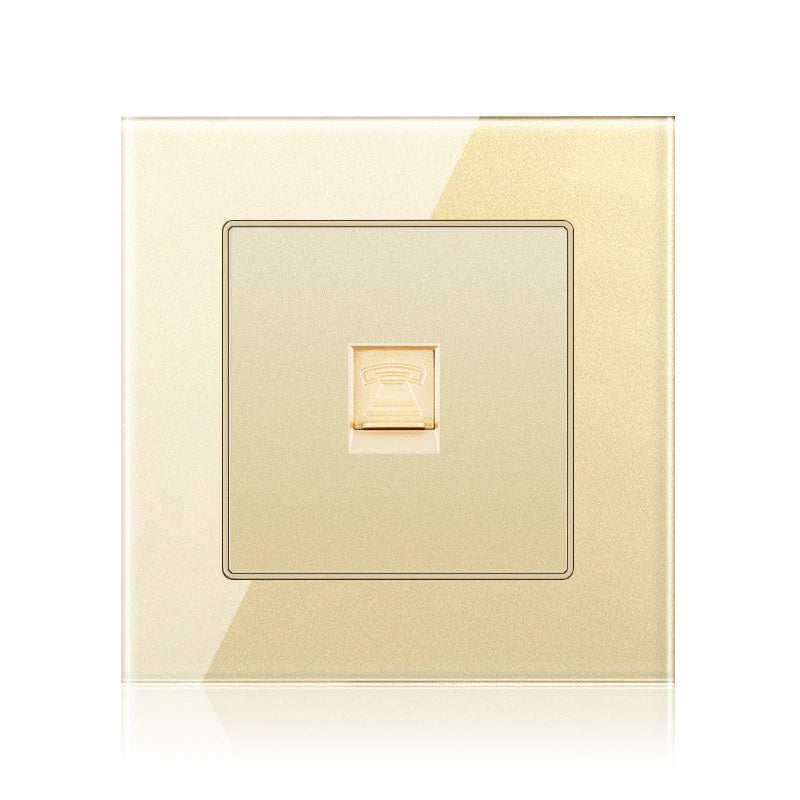 Cat6 Rj45 Wall Socket Network Socket With TV Wall Data Double Socket Telephone Tempered Glass Panel Computer Wall Net Outlet