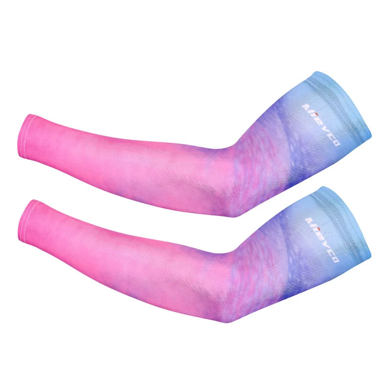 Men Cycling Arm Sleeves Sun Protection UV Proof Arm Covers Cuffs for Running Biking Driving Outdoor Sports
