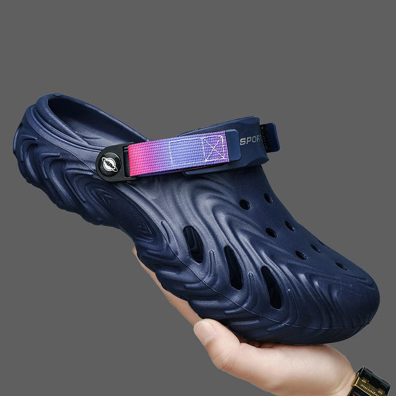 Wide Fit Men's EVA Clogs Non Slip Quick Dry Garden Shoes Adjustable Sport Strap Breathable Slip on Beach Sandals Shower Outdoor