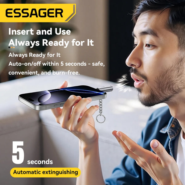 Essager TypeC Mini Cigarette Lighter Tungsten Wire Blowing Safety and Energy Saving Without Charging Can Be Carried On The Plane