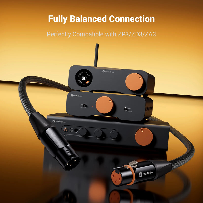 ខ្សែ XLR Fosi Audio ទំហំ 0.3M/1.2M ប្រុសទៅស្រី 2 កញ្ចប់ ខ្សែ Cannon Balanced សម្រាប់មីក្រូហ្វូន DAC Preamp ZA3 ZD3 ZP3 Amplifier
