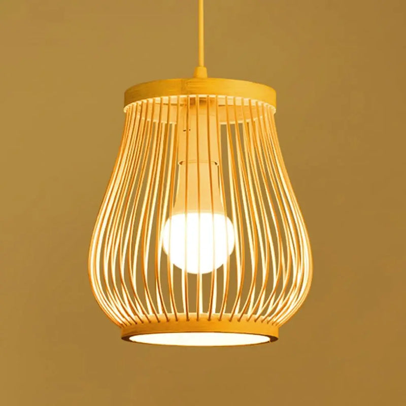 Chinese Rattan Wicker Pendant Lamp Lustre Bamboo Wood Chandelier Ceiling Light Handmade E27 for Home Living Ding Bed Room Decor