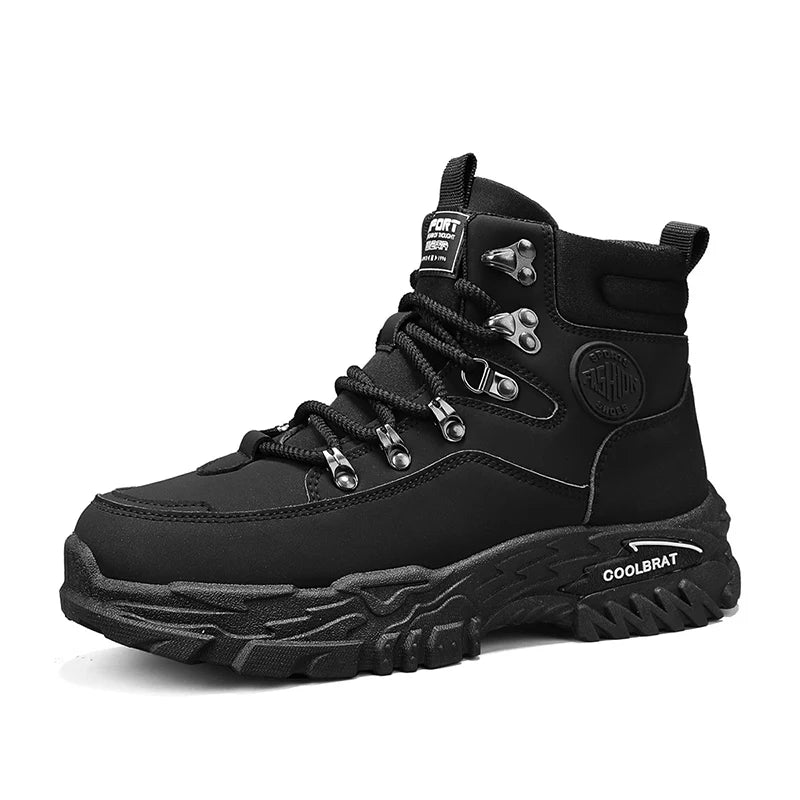 Men's high-top Joker casual boots four seasons breathable light soft-sole anti-skid work boots fashion youth walking tide boots